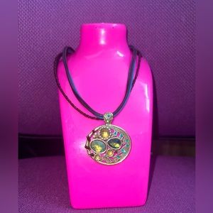 2 Gold Toned & Jeweled Pendant Necklace